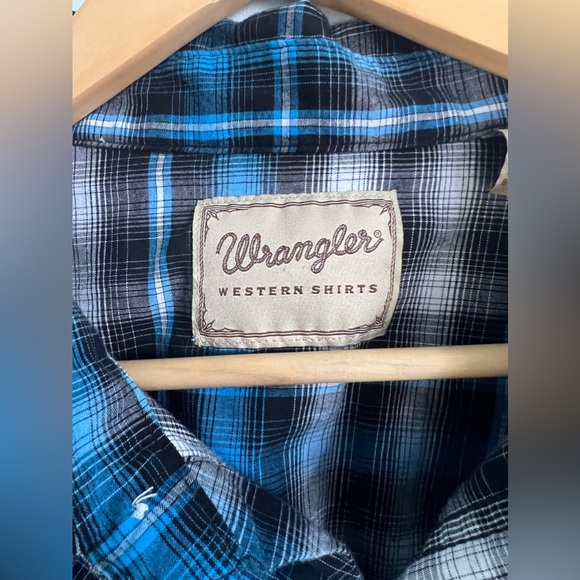 Wrangler Shirt Mens Blue Plaid Pearl Snap Western Button Up Size 3XL - Picture 4 of 11
